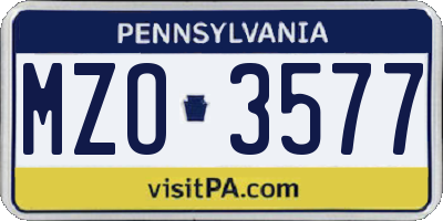 PA license plate MZO3577
