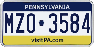 PA license plate MZO3584
