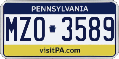 PA license plate MZO3589