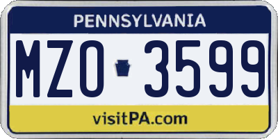 PA license plate MZO3599