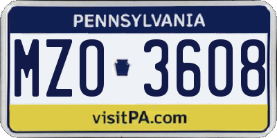PA license plate MZO3608