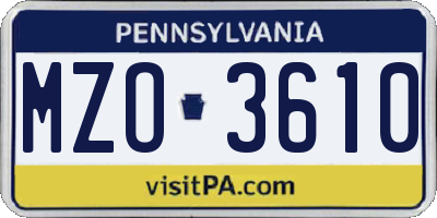 PA license plate MZO3610