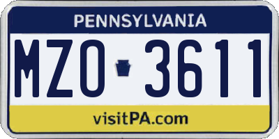 PA license plate MZO3611