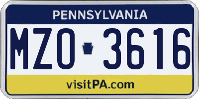 PA license plate MZO3616