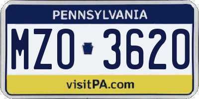 PA license plate MZO3620