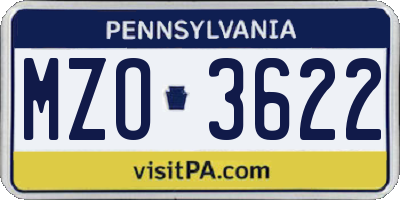 PA license plate MZO3622
