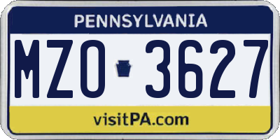 PA license plate MZO3627