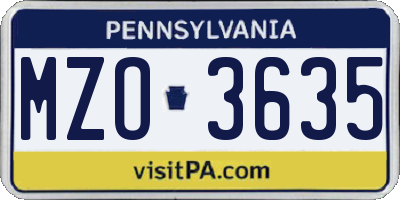 PA license plate MZO3635