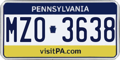 PA license plate MZO3638