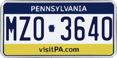 PA license plate MZO3640