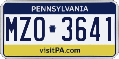 PA license plate MZO3641