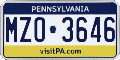 PA license plate MZO3646