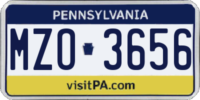 PA license plate MZO3656