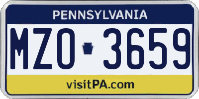 PA license plate MZO3659