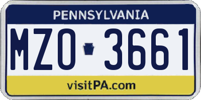 PA license plate MZO3661