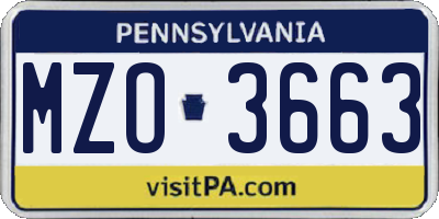 PA license plate MZO3663