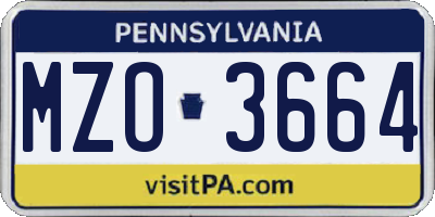 PA license plate MZO3664