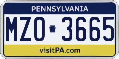 PA license plate MZO3665