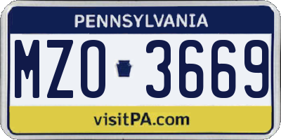 PA license plate MZO3669