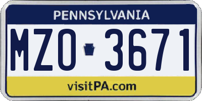 PA license plate MZO3671