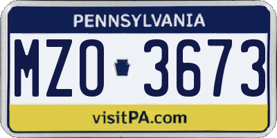 PA license plate MZO3673