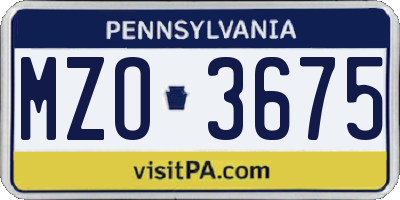 PA license plate MZO3675