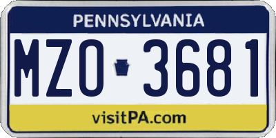 PA license plate MZO3681