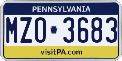 PA license plate MZO3683
