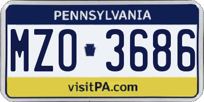 PA license plate MZO3686