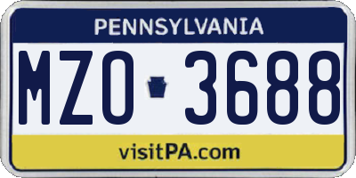 PA license plate MZO3688