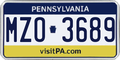 PA license plate MZO3689