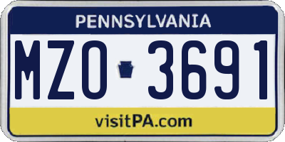 PA license plate MZO3691