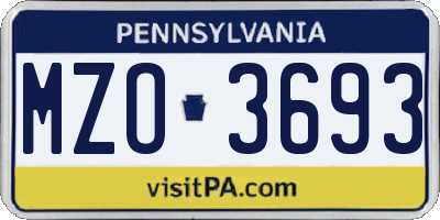 PA license plate MZO3693