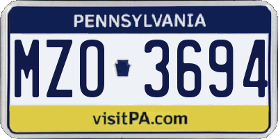 PA license plate MZO3694