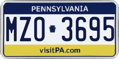PA license plate MZO3695