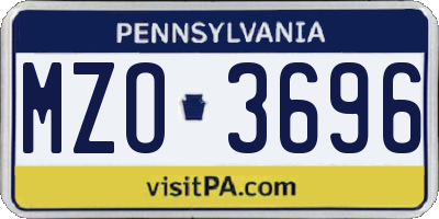 PA license plate MZO3696