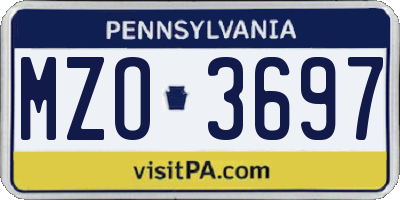 PA license plate MZO3697