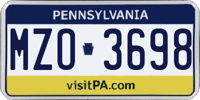 PA license plate MZO3698