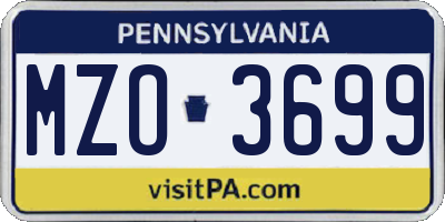 PA license plate MZO3699