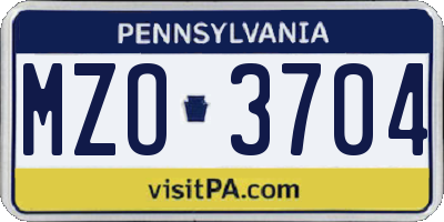 PA license plate MZO3704
