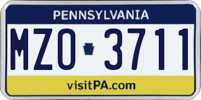 PA license plate MZO3711