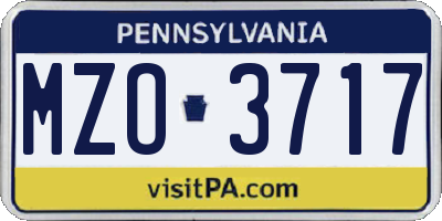 PA license plate MZO3717