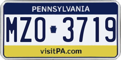 PA license plate MZO3719