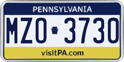 PA license plate MZO3730