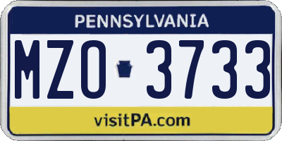 PA license plate MZO3733