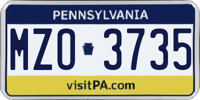 PA license plate MZO3735