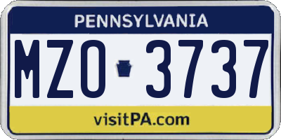 PA license plate MZO3737