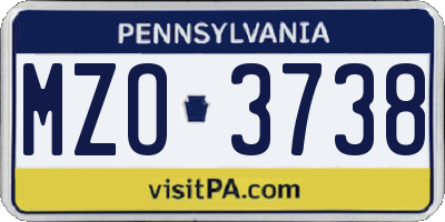 PA license plate MZO3738