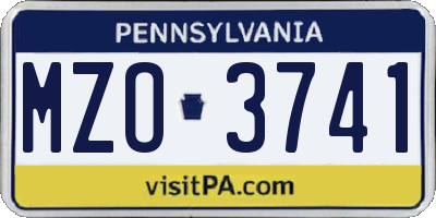 PA license plate MZO3741