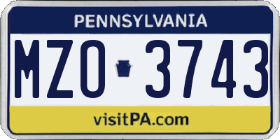 PA license plate MZO3743